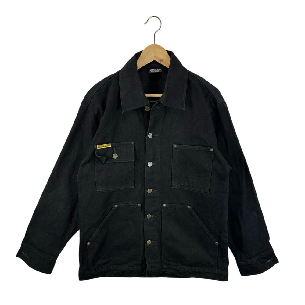 PRSN BLU Prison Blues Denim Chore Coat Black Arlo Guthrie Graphic XS Fits to Lrg